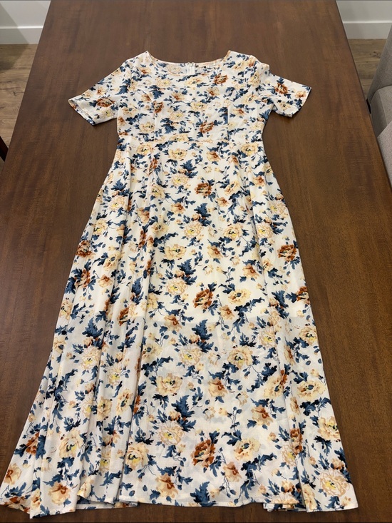 orange creek Dresses & Skirts - orange creek Cream Maxi Dress with Blue and Brown Floral Print